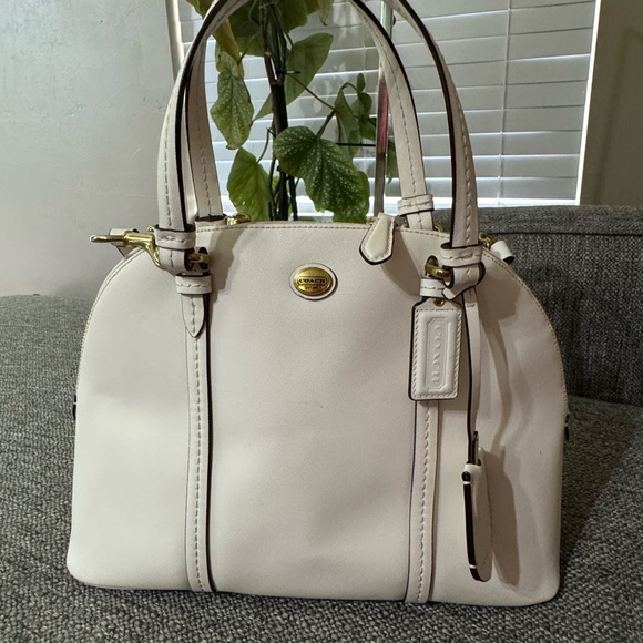 Coach Peyton Cora Domed Satchel in white - Picture 12 of 14